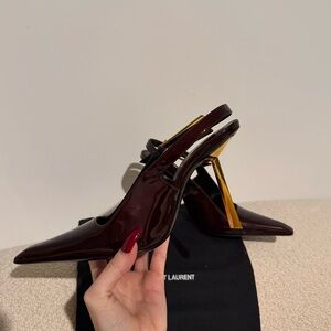 Saint Laurent Very Good quality! Dark Red Patent Leather Heels